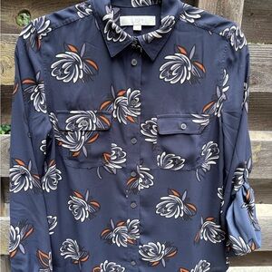 LOFT Dark Blue Floral Shirt